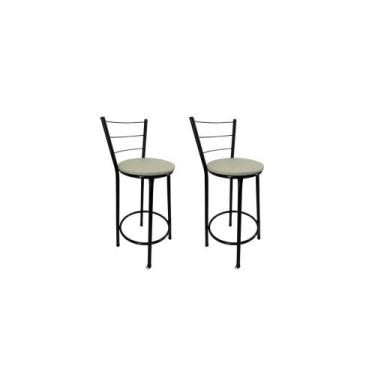 Imagem de Kit 2 Banquetas Bancos Média Preta Bistrô Balcão Cozinha - FortMix, Be