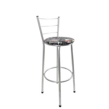 Imagem de Kit banqueta alta prata cozinha americana gourmet bistrô bar - FortMix