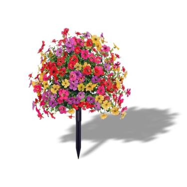 Imagem de Arbustos artificiais com pontas de solo, topiária de bola, árvores artificiais ao ar livre, flores artificiais para ambientes externos, decorações de jardim de buxo falso para decoração de varanda de