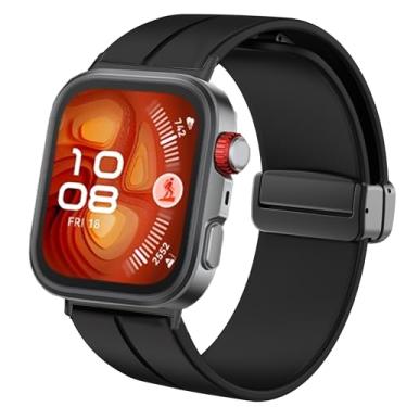 Imagem de Lamshaw Pulseira de substituição compatível com Huawei Watch Fit 4 Pro, pulseira esportiva de silicone macio compatível com Huawei Watch Fit 4 Pro, Fit 4, Fit 3 (preta, para Fit 4 Pro, Fit 4, Fit 3)