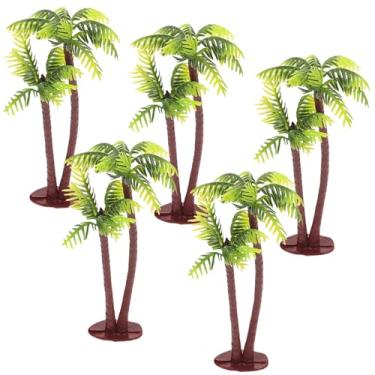 Imagem de Toyvian Palmeira de coco em miniatura: 5 peças de plástico modelo de árvores miniaturas de plantas artificiais para artesanato, mesas de micro paisagem DIY, topo de bolo, decoração de jardim de fadas
