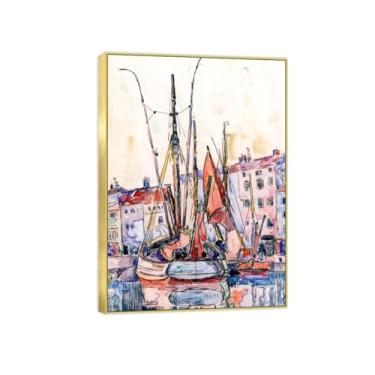 Imagem de Pintura famosa de arte de parede em tela para decoração de casa - Pôster com moldura dourada com 3 portas e impressões para sala de estar 70 x 100 cm 27 x 39 pol