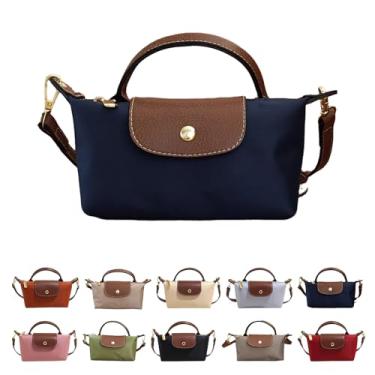 Imagem de Mini bolsa transversal feminina - bolsa de ombro com alça ajustável, bolsa pequena e espaçosa com bolsos com zíper para chaves de carteira de telefone, Azul escuro, 7.5 inches, Simples