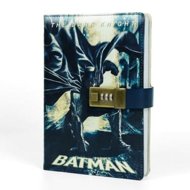 Imagem de Charon Diário vintage de super-herói com cadeado, páginas de diário de couro com trava de capa dura com estampa de herói, caderno secreto com bloqueio de escrita pessoal com senhas para estudantes