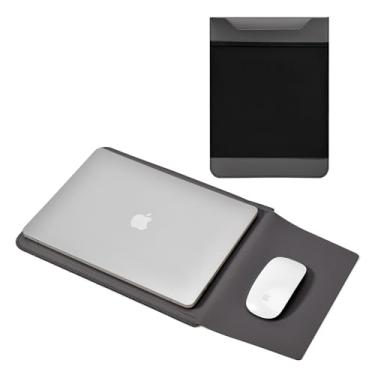 Imagem de Miloocul Capa protetora de couro PU para laptop de 13 a 14 polegadas com mouse pad para MacBook Air/Pro, HP, Lenovo, ThinkPad, Dell, Asus, Samsung, Acer, LG, capa impermeável para laptop (preto e