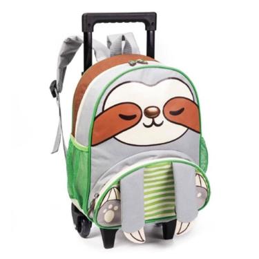 Imagem de Mochila Escolar Infantil Com Rodinhas Preguiça In2587kr Verde - Tututti