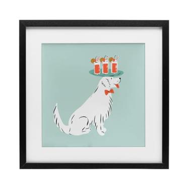 Imagem de Stupell Industries Bandeja para bebidas, servidor de cachorro, impressão emoldurada, design sob vidro, por Krissy Mast, 33 x 33