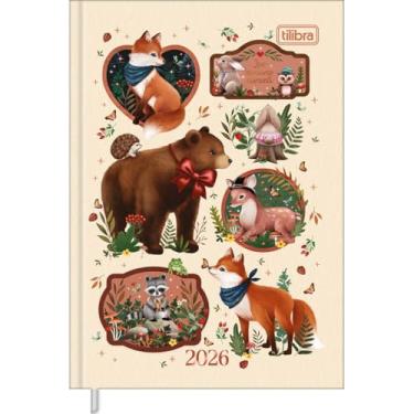 Imagem de Tilibra - Agenda Costurada Petit Diária 10,5 x 14,8 cm Loveland 2026 - Fundo Claro - Animais Moldura