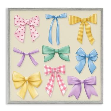 Imagem de Stupell Industries Pretty Bows Differing Patterns Gray Framed Giclee Art Design por Jilly Jack Designs, 12 x 12