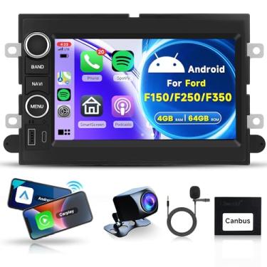 Imagem de Rádio automotivo Android 4G + 64G para Ford F150/F250/F350 2004-2014, Rimoody estéreo para carro com Carplay, Android, navegação GPS automática, USB, tela sensível ao toque, conexão espelhada