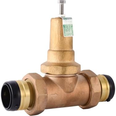 Imagem de SharkBite Válvula reguladora de pressão de união dupla EB45 de 1-1/2 polegada (PRV), empurre para conectar conexões de encanamento de latão, tubo PEX, cobre, CPVC, PE-RT, HDPE, 25848-0045