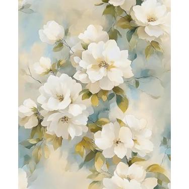 Imagem de Papel de parede floral descasque e cole flores bege vintage papel de contato vinil à prova d'água autoadesivo removível folha verde moderna murais de parede para quarto paredes prateleiras decoração