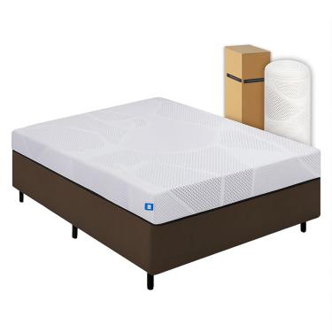 Imagem de Cama Box Queen Desmontável Marrom + Colchão Umaflex Fit Firm D33 17cm Altura - Orthocamas