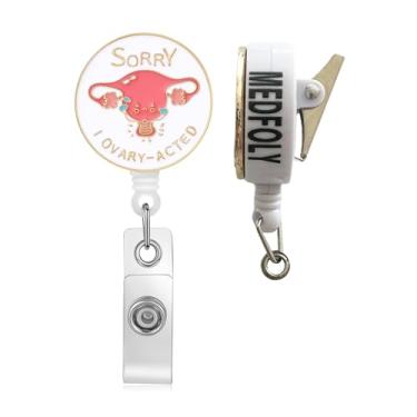 Imagem de MEDFOLY Carretel de crachá de útero médico, carretel retrátil para crachá de identificação de enfermeira de ginecologia