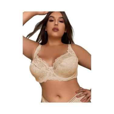 Imagem de Sutiã feminino plus size sexy renda roupa íntima sutiã fino copo E sut