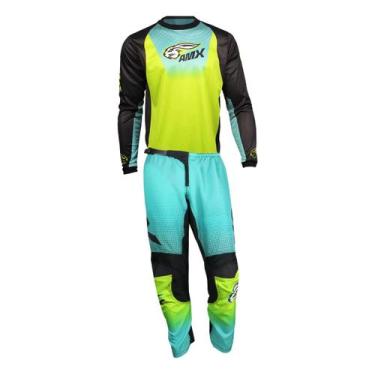Imagem de Conjunto Roupa Amx Silver C/ Bolso Calça Camisa Trilha Enduro, Amarelo