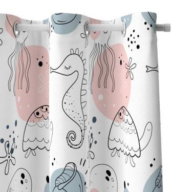 Imagem de Cortina Infantil Fundo do Mar para Quarto 2,80x1,40m - Quartinhos