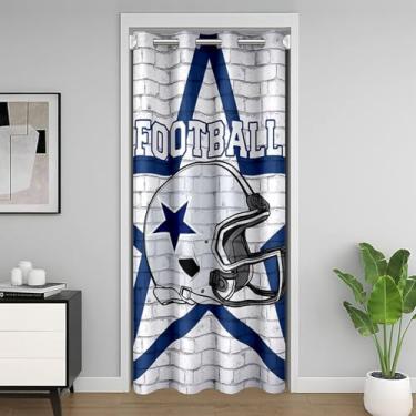 Imagem de Castle Fairy Cortina de porta de futebol americano, desenho animado esportivo de rúgbi capacete drapeado para privacidade do quarto, cortina blackout escurecida de 30% a 50% para quarto, 1 painel 86