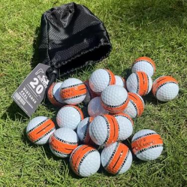 Imagem de GOCHSS Bolas de golfe de poliuretano de 3 camadas com linha de mira laranja – 332 ondulações, sensação suave, alto controle de rotação, voo estável, pacote com 20 – Compre bolas de golfe para