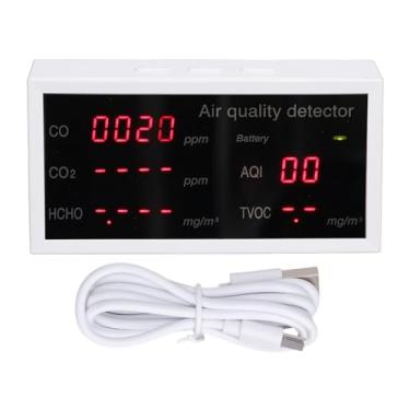 Imagem de Medidor de qualide do ar interno 5 em 1 Monitor portátil de CO2 PM2 5 HCHO Detector de dióxido de carbono Detector de poluição do ar multifuncional para carro em casa e quarto de