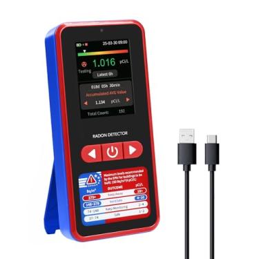 Imagem de Detector de radônio para casa e porão, testador de monitor de radônio de longo prazo com tela colorida TFT, armazenamento de dados de 504 dias, campainha e alarmes visuais, medida de unidades pCi/L e