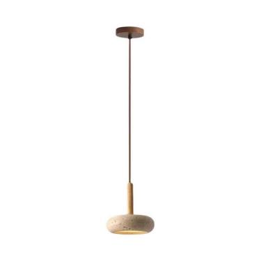 Imagem de Luminária Pendente LED Amarela Com Design Circular Wabi Sabi Para Deco