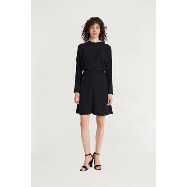 Imagem de Luxely Manga comprida gola alta perfeito para funerais e eventos casuais - vestido preto feminino, Preto, 42