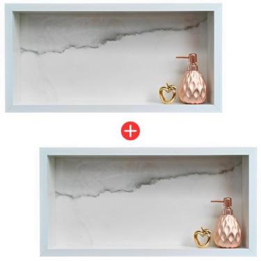 Imagem de Kit 02 Nicho de Porcelanato Branco Calacata Ice Polido 60x32cm Embutir