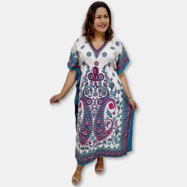Imagem de Vestido Indiano Kaftan Longo Plus Size Estampado MC4103 - Sarat Moda I