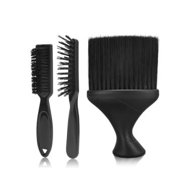 Imagem de 3 escovas de pescoço de barbeiro, ferramenta de limpeza de cabelo premium para pentear, escova de cabelo, alça de plástico de bolso, escovas de cerdas de nylon para limpar o cabelo ao redor do pescoço