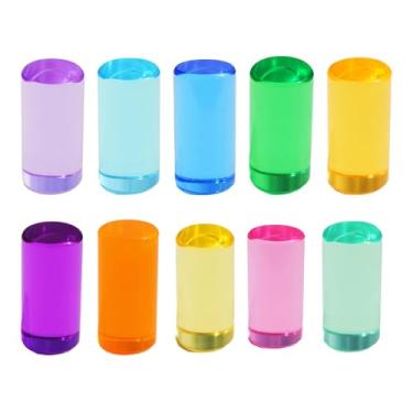 Imagem de MotiveTech Conjunto de Blocos de Construção de Arco-íris, Jogo de Empilhamento, Pré-escola, Blocos de Construção de Arco-íris Transparentes, Cilindro de Acrílico, 5 cm