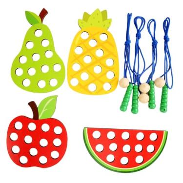 Imagem de Esquirla Brinquedo de amarrar, presente educacional para crianças de 3, 4 e 5 anos, aprendizado essencial, quebra-cabeça de de madeira sensorial,