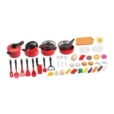 Imagem de menolana Conjunto de acessórios de cozinha para crianças, conjunto de brinquedos de cozinha para aprendizagem precoce com potes e panelas, de comida para, 44 Peças