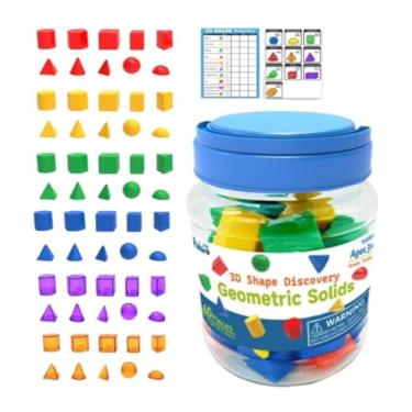 Imagem de Generic 60 peças formas 3D Solids geométricos Brinquedos educacionais Blocks Blocos de geometria sólida definida para materiais escolares
