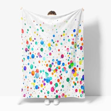 Imagem de PAOPOED Cobertor infantil colorido, cobertor de bolinhas arco-íris engraçado brilhante para cama, sofá, viagem e acampamento, cobertor de flanela para presente, cobertor de pelúcia macio e