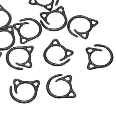 Imagem de PATIKIL Marcadores de ponto de crochê para gatos, pacote com 12 marcadores de ponto para tricô, suprimentos de crochê, lindos contadores de anéis de malha espiral de metal para fio de crochê