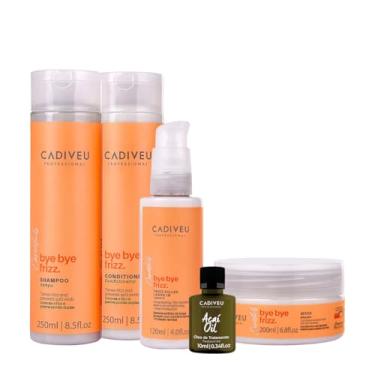 Imagem de Kit Cadiveu Professional Bye Bye Frizz Shampoo Condicionador Máscara Leave-in e Açaí Oil (5 produtos)