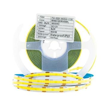 Imagem de Fita Led Cob 360 Led/m 12v Ip20 5m Branco Quente/neutro/frio (Branco Neutro 4000K)