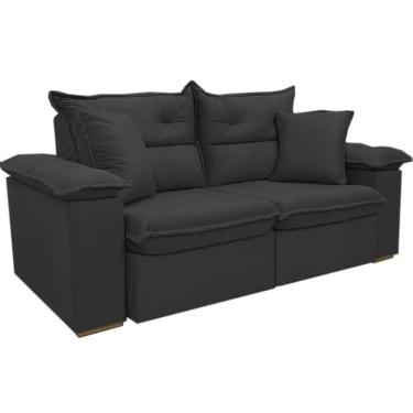Imagem de Sofá Ferrari 3 Lugares Retrátil e Reclinável Tecido Veludo 200cm L3 Estofados Cor Preto
