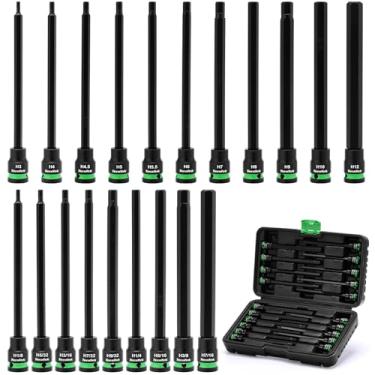 Imagem de TecoTek Conjunto de chaves sextavadas de impacto longo de 3/20.3 cm, soquetes Allen Bit, soquete Allen Wrench 20 peças, SAE (1/20.3 cm-7/40.6 cm) e métrico (3 MM-12 mm), 15.2 cm de comprimento CR-V e