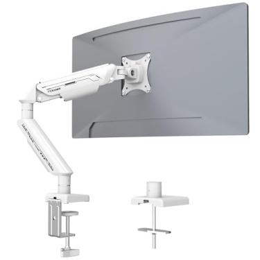 Imagem de Fydeamer Braço de monitor, suporte de monitor de mola a gás para telas de 17 a 35 polegadas de até 11 kg, suporte ajustável para monitor com grampo C e base de ilhós, suporte ergonômico para monitor