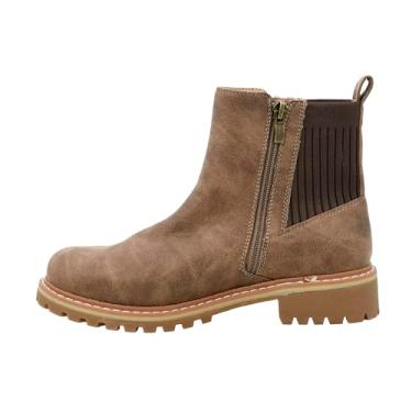 Imagem de Corkys Footwear Bota Chelsea feminina Dont Be Difficult, com um zíper lateral duplo, parte superior da meia, uma sola saliente e uma palmilha acolchoada confortável para usar o dia todo, Bronzeado, 37