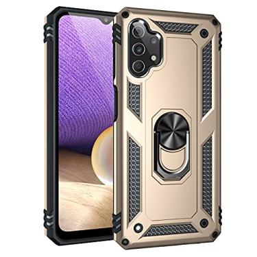 Imagem de SORAKA Capa para Samsung Galaxy A32 5G com suporte de anel capa armadura para Samsung Galaxy A32 5G capa traseira de policarbonato rígido com placa de metal para celular magnético suporte de carro