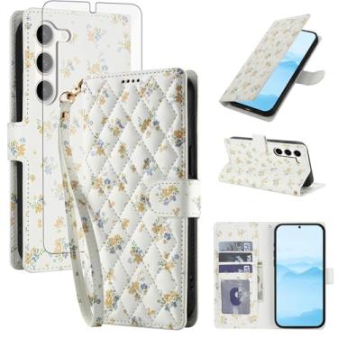 Imagem de Asuwish Capa de telefone para Samsung Galaxy S23 Plus S23+ 5G carteira celular flip capa com protetor de tela flor suporte para cartão S23plus 23S + S 23 23+ SM-S916U 16.8 cm mulheres homens flores