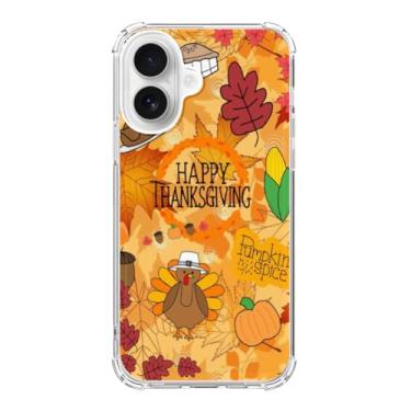 Imagem de Veakgpligo Capa de Ação de Graças para iPhone 17, linda capa de folhas caídas de peru adequada para iPhone 17 para mulheres, homens e meninas, design exclusivo TPU bumper Pro Maxtective