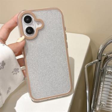 Imagem de Capa de celular 2 em 1 com glitter brilhante para iPhone 16, 15, 14 Plus, 13, 12, 11 Pro Max, estrutura rígida, capa traseira transparente e brilhante (para iPhone 16/3)