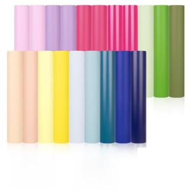 Imagem de TECKWRAP Folhas de vinil adesivo permanente, vinil permanente sortido de 30,5 cm x 30,5 cm para adesivos DIY, decoração, fácil de remover ervas daninhas, compatível com máquinas de corte, 20 folhas