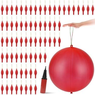 Imagem de 100 Pcs Punch Balloons Thickened Punching Balloon Heavy Duty Party Favors with Rubber Band Handle and Air Pump for Birthday Halloween Goodie Bag Stuffer Supply (Red)