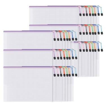 Imagem de 48 unidades de sacos de arquivo A4 com zíper, bolsa de armazenamento para tabuleiro de jogos, bolsa de plástico impermeável com zíper para documentos para cosméticos e acessórios de escritório