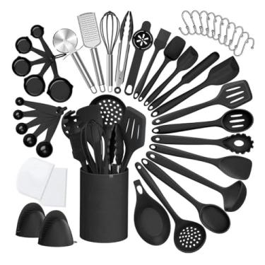 Imagem de Utensilios Para Cozinha Silicone Kit 43 Peças Conjunto Completo (Preto)